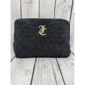 Juicy‎ Couture Black Velour Cosmetic Bag Y2K Gothic JC Monogram Makeup Pouch